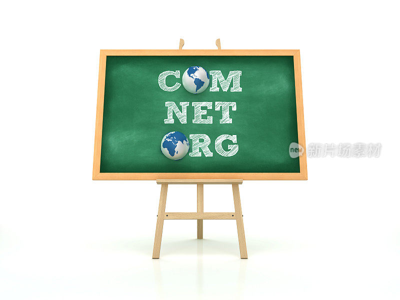 画架与Word COM NET ORG和全球世界- 3D渲染
